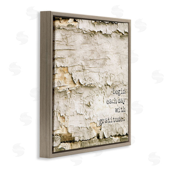 Stupell Industries Graffi*tee Studios | Inspiring Gratitude Typography Phrase Rustic Flaked Tree Wall Art