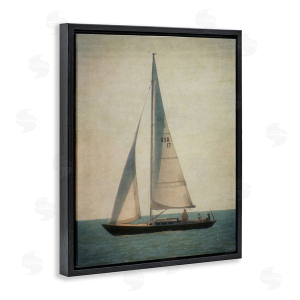 Stupell Industries Graffi*tee Studios | Lone Sailboat People Relaxing Quiet Ocean Landscape Wall Art