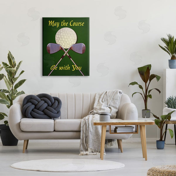 Stupell Industries Graffi*tee Studios | May Course Be With You Fun Sports Golf Clubs Wall Art