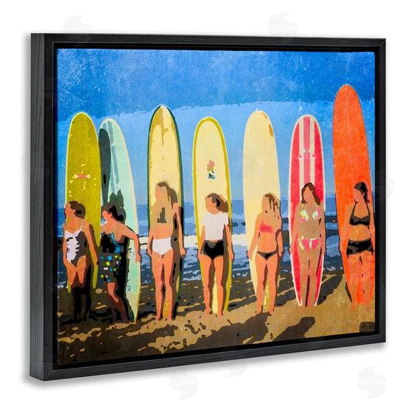 Stupell Industries Graffi*tee Studios | Modern Pop Style Women Surfing Ocean Sports Wall Art