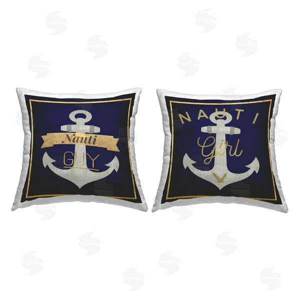 stupell industries Graffi*tee Studios | Nauti Girl & Guy Printed Throw Pillow Set
