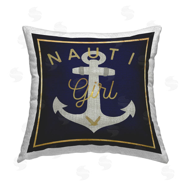 Stupell Industries Graffi*tee Studios | Nauti Girl With Anchor Printed Throw Pillow