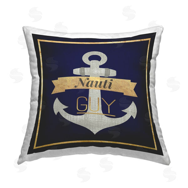 stupell industries Graffi*tee Studios | Nauti Guy with Anchor Printed Throw Pillow