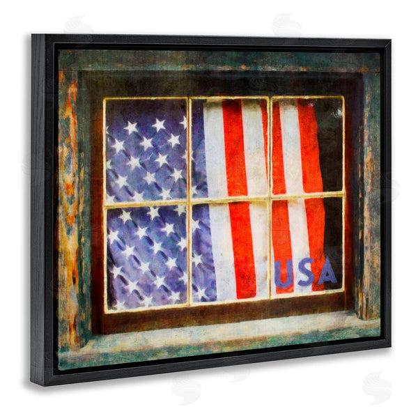 Stupell Industries Graffi*tee Studios | Patriotic American Flag Rustic Window Festive Home Wall Art
