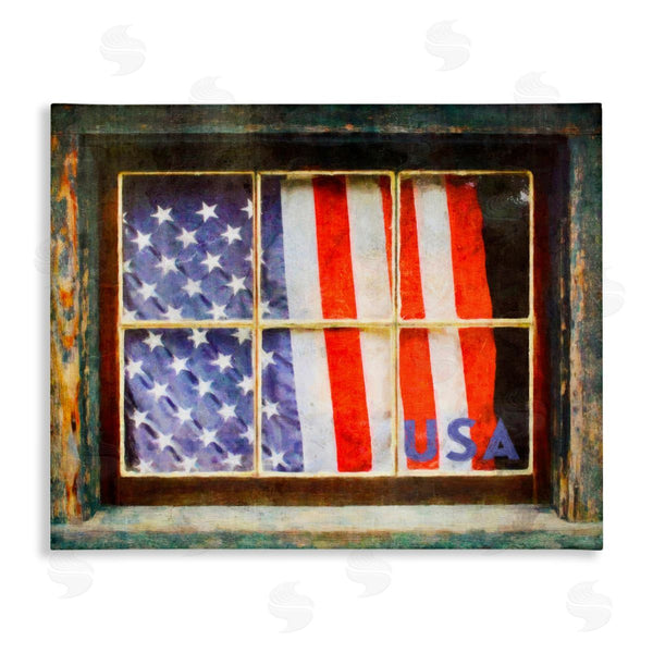 stupell industries Graffi*tee Studios | Patriotic American Flag Rustic Window Festive Home Wall Art