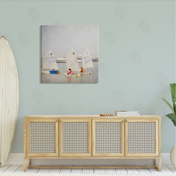 Stupell Industries Graffi*tee Studios | People Floating Dinghy Boats Watercraft Ocean Scenery Wall Art