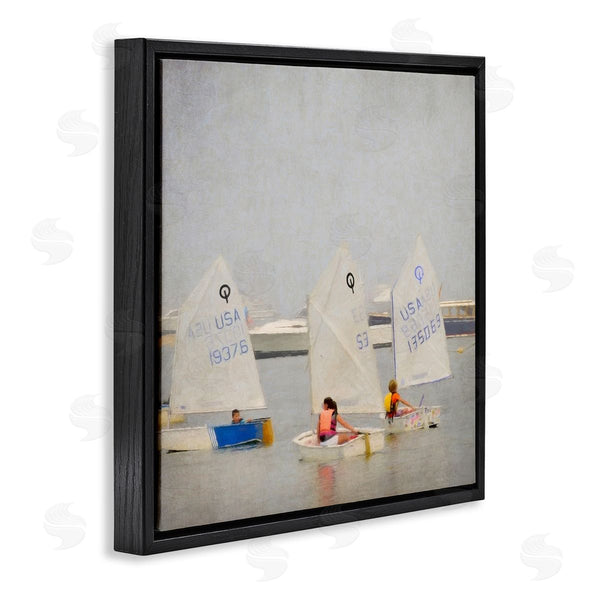Stupell Industries Graffi*tee Studios | People Floating Dinghy Boats Watercraft Ocean Scenery Wall Art
