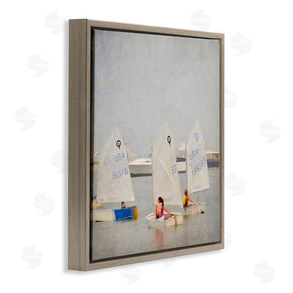 Stupell Industries Graffi*tee Studios | People Floating Dinghy Boats Watercraft Ocean Scenery Wall Art