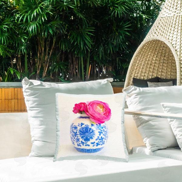 Stupell Industries Graffi*tee Studios | Pink & Blue Floral Vase Printed Throw Pillow
