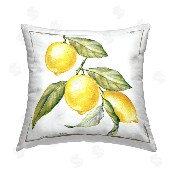 stupell industries Graffi*tee Studios | Rustic Lemon Plant Printed Throw Pillow