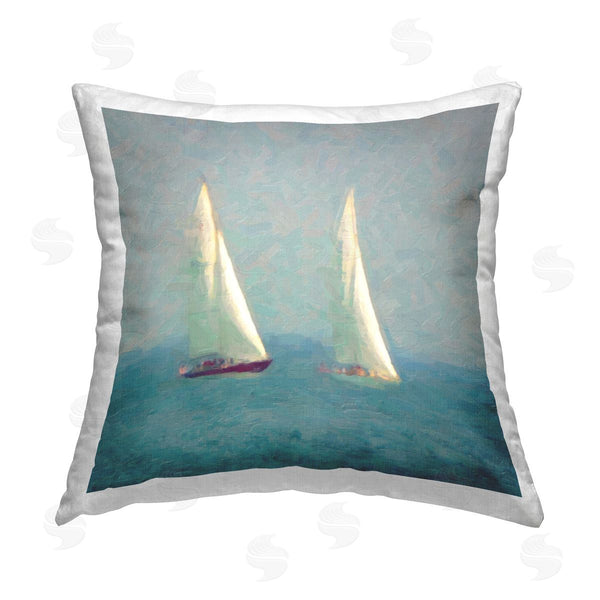 stupell industries Graffi*tee Studios | Stormy Sailboat Seascape Printed Throw Pillow