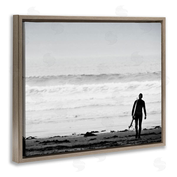 Stupell Industries Graffi*tee Studios | Surfer Silhouette Beach Stroll Distant Ocean Waves Wall Art