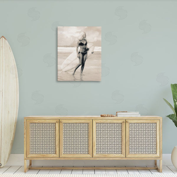 Stupell Industries Graffi*tee Studios | Surfing Woman On Shore Wall Art