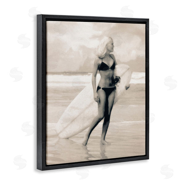 Stupell Industries Graffi*tee Studios | Surfing Woman On Shore Wall Art