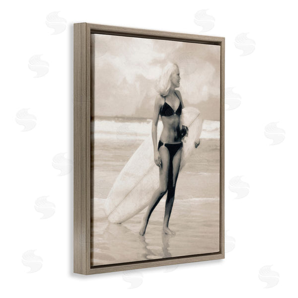 Stupell Industries Graffi*tee Studios | Surfing Woman On Shore Wall Art