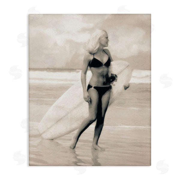 stupell industries Graffi*tee Studios | Surfing Woman on Shore Wall Art