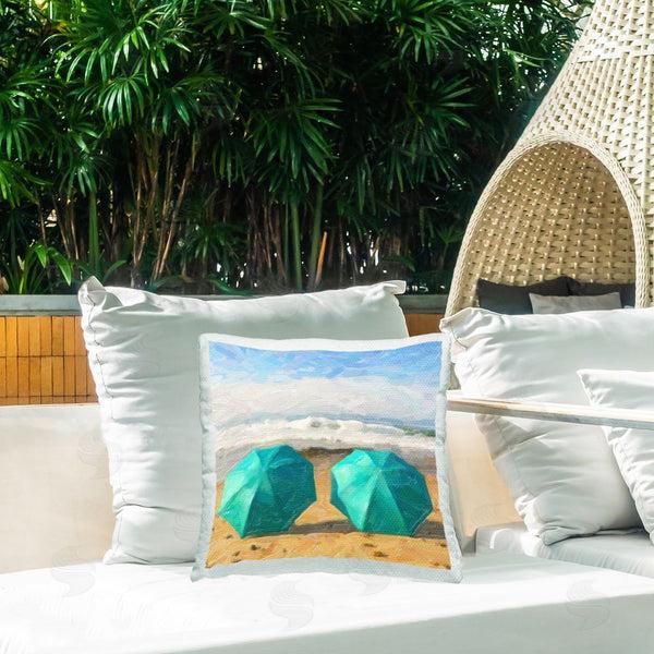 Stupell Industries Graffi*tee Studios | Umbrellas & Beach Waves Printed Throw Pillow