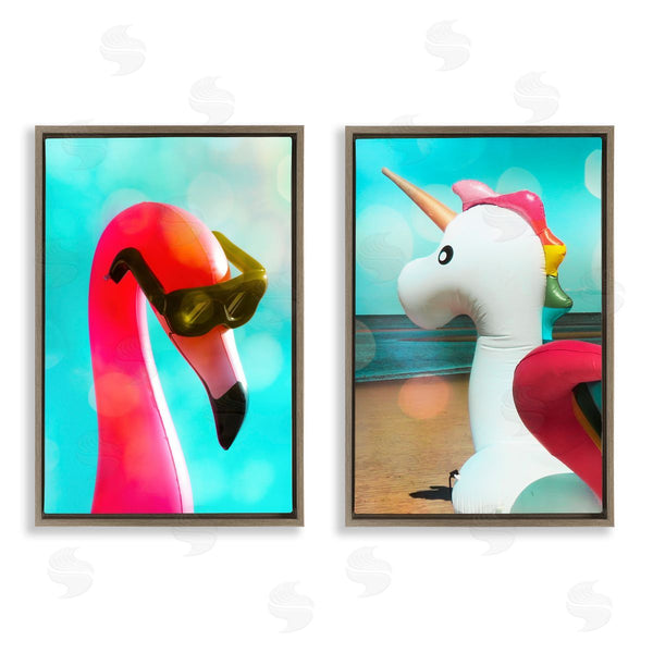 Stupell Industries Graffi*tee Studios | Unicorn & Flamingo Basking