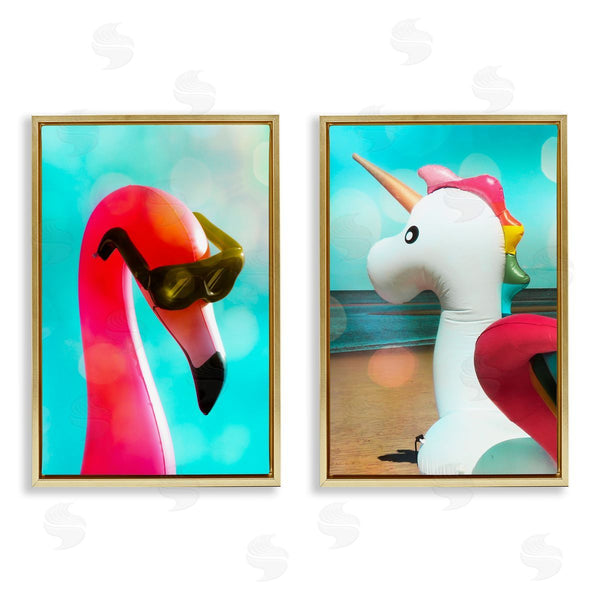 Stupell Industries Graffi*tee Studios | Unicorn & Flamingo Basking