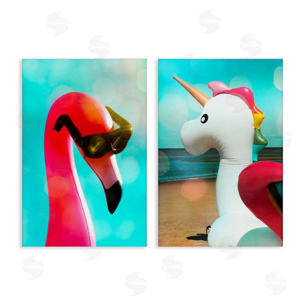 stupell industries Graffi*tee Studios | Unicorn & Flamingo Basking