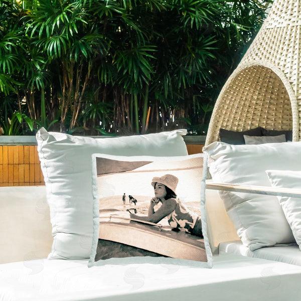 Stupell Industries Graffi*tee Studios | Vintage Girl On Beach Printed Throw Pillow