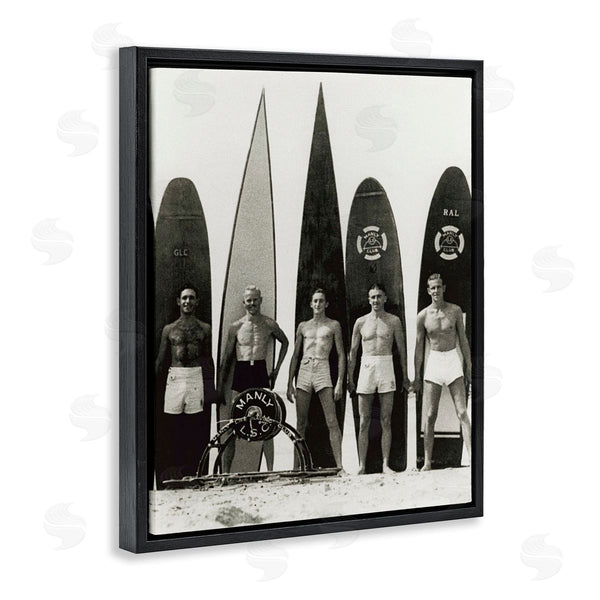 Stupell Industries Graffi*tee Studios | Vintage Photography Men Surfer Surfboards Beach Sport Wall Art