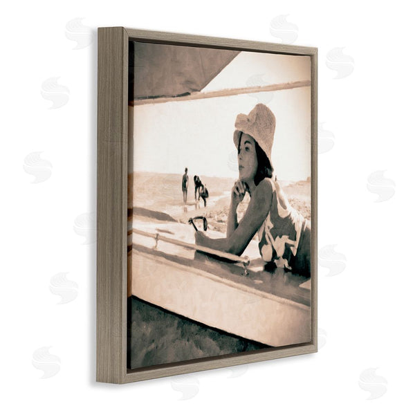 Stupell Industries Graffi*tee Studios | Vintage Woman Sunbathing Wall Art