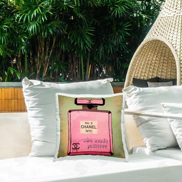 Stupell Industries Graffi*tee Studios | Who Needs Paris Glam Perfume Printed Throw Pillow