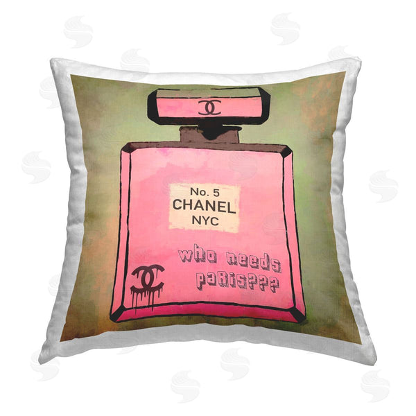 stupell industries Graffi*tee Studios | Who Needs Paris Glam Perfume Printed Throw Pillow