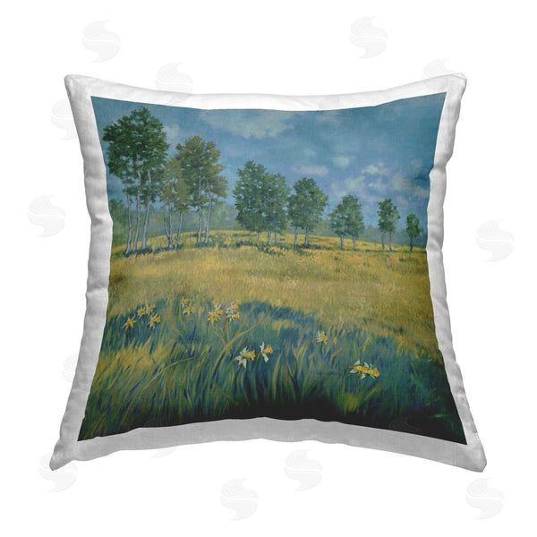 stupell industries Graham Reynolds | Daffodil Field Landscape Printed Throw Pillow