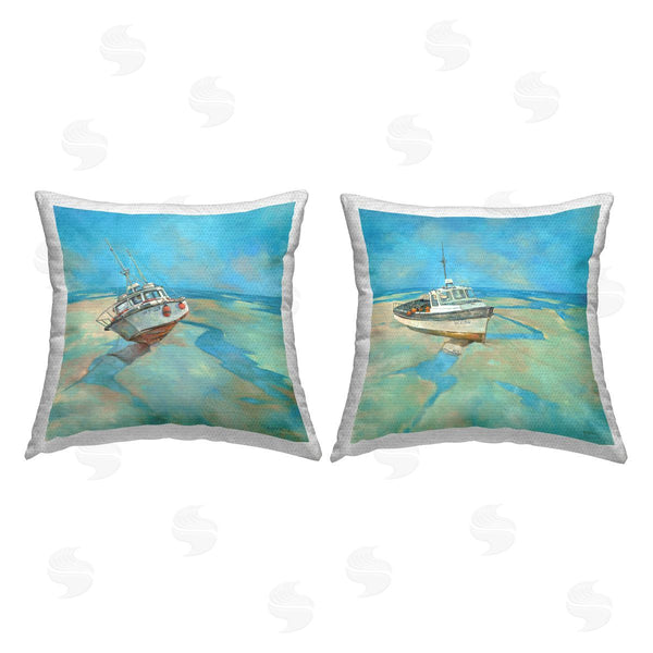 Stupell Industries Graham Reynolds | Nautical Boats Seaside Shore Printed Throw Pillow Set