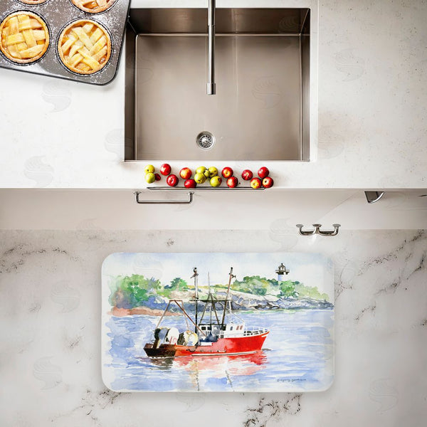 Stupell Industries Greg Gorham | Tranquil Drifting Boat Anti-Fatigue Mat