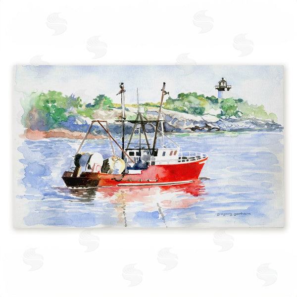 stupell industries Greg Gorham | Tranquil Drifting Boat Non-Woven Door Mat