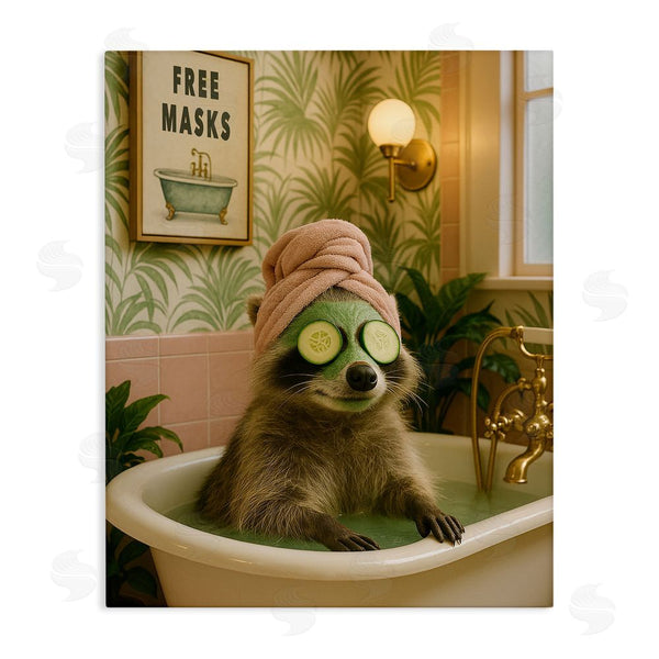 stupell industries Grotto Studios | Raccoon Spa Day Bath