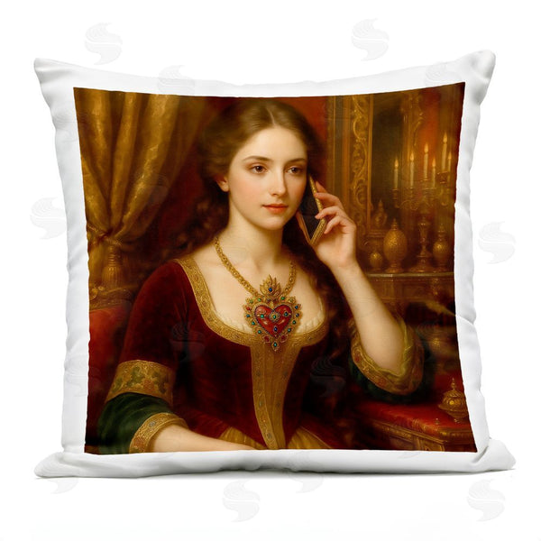 Stupell Industries Grotto Studios | Rococo Woman With Cell Phone Throw Pillow