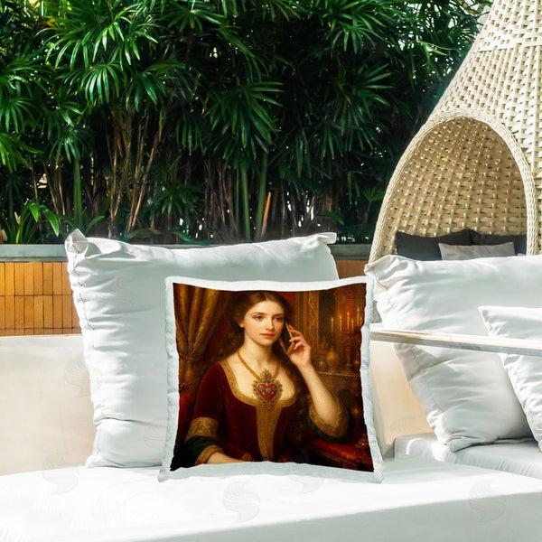 Stupell Industries Grotto Studios | Rococo Woman With Cell Phone Throw Pillow
