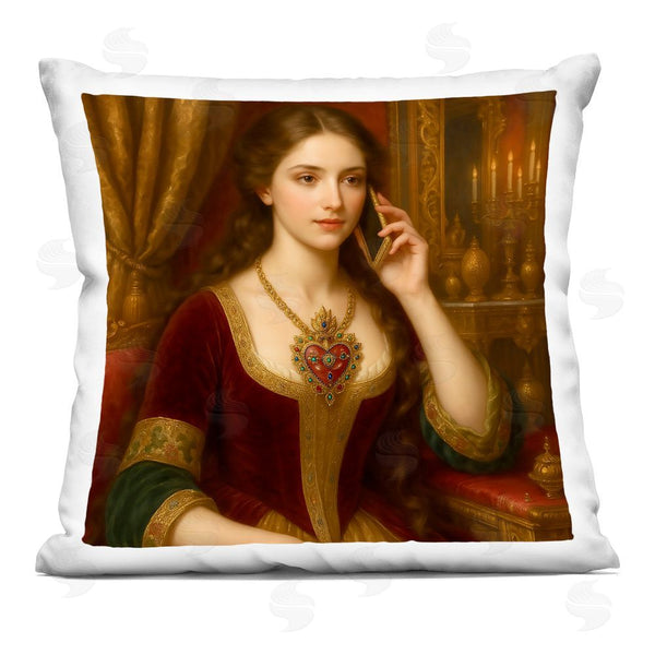 stupell industries Grotto Studios | Rococo Woman with Cell Phone Throw Pillow