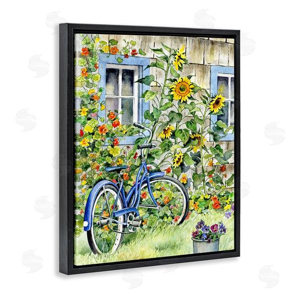 Stupell Industries Gwendolyn Babbit | Blue Bicycle On Traditional Farmhouse Sunflowers Wall Art