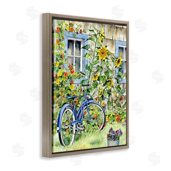 Stupell Industries Gwendolyn Babbit | Blue Bicycle On Traditional Farmhouse Sunflowers Wall Art