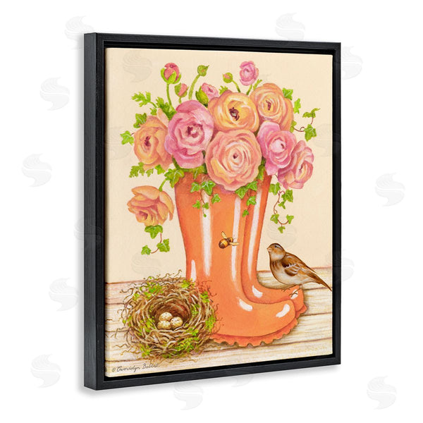 Stupell Industries Gwendolyn Babbit | Charming Orange Rainboots Rose Bouquet Wall Art