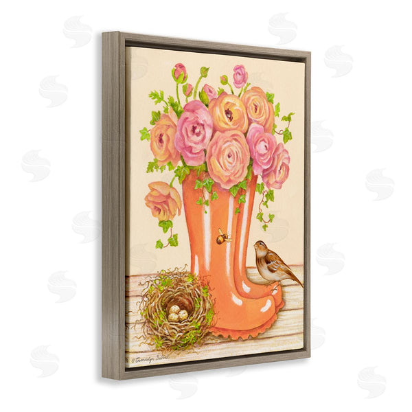 Stupell Industries Gwendolyn Babbit | Charming Orange Rainboots Rose Bouquet Wall Art