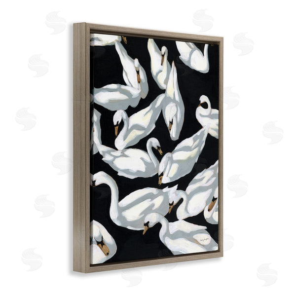 Stupell Industries Haley Knighten | Overlapping Swans On Black