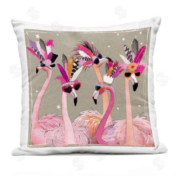 Stupell Industries Hammond Gower | Fancy Feathers Pink Flamingos Trendy Accessories Printed Throw Pillow
