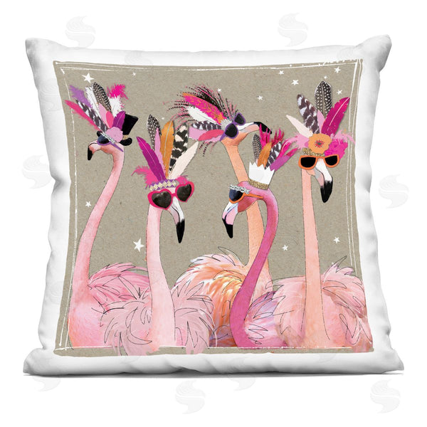 stupell industries Hammond Gower | Fancy Feathers Pink Flamingos Trendy Accessories Printed Throw Pillow
