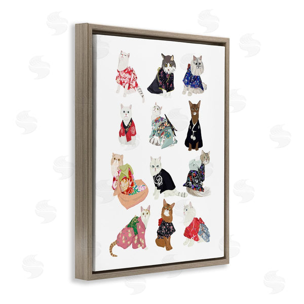 Stupell Industries Hanna Melin | Cats In Traditional Kimono Wall Art