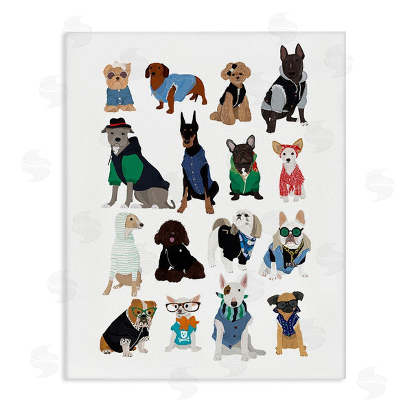 stupell industries Hanna Melin | Dogs with Various Fashion Wall Art