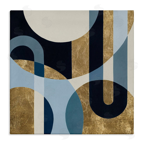 stupell industries Hanna Melin | Gold and Blue Circular Shapes