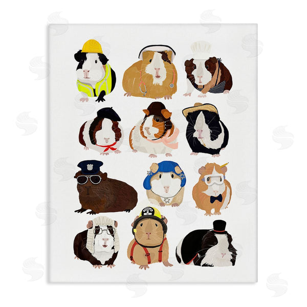 stupell industries Hanna Melin | Guinea Pigs Various Uniforms Wall Art