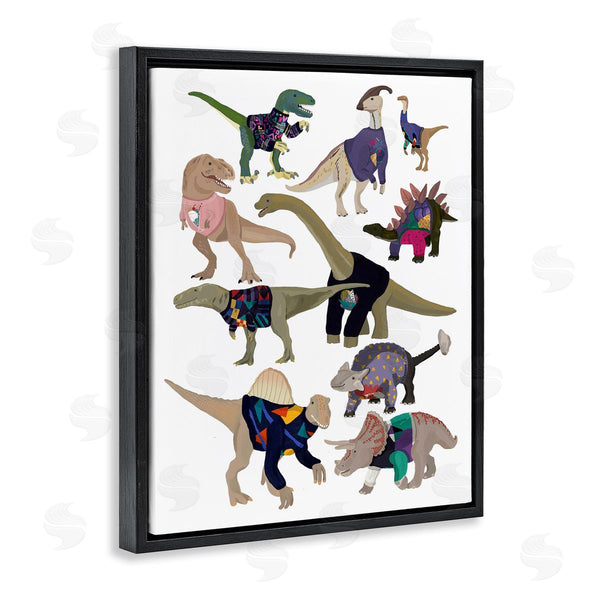 Stupell Industries Hanna Melin | Quirky Sweater Trend Dinosaurs Vintage Style Fashion Wall Art