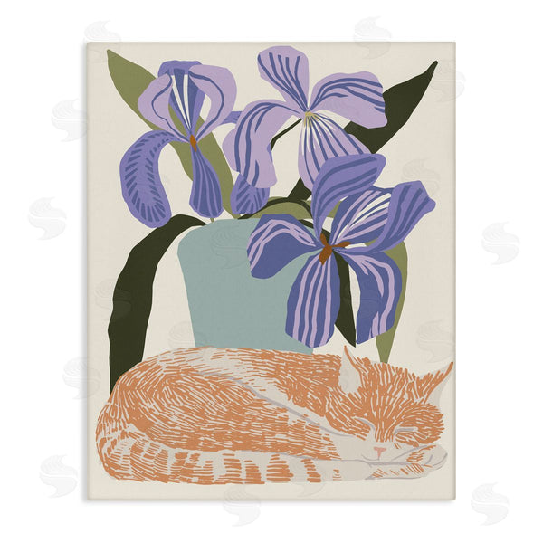 stupell industries Hannah Beisang | Modern Cat & Iris Plant Wall Art